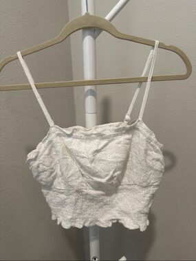 Women's White Eyelet Cropped Cami Top